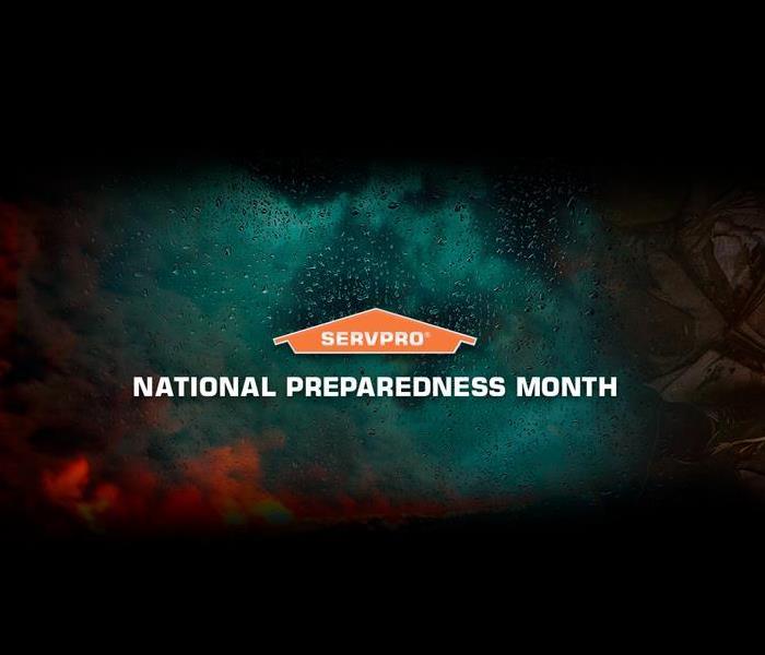 Words stating National Preparedness Month with Green and Orange on a black background